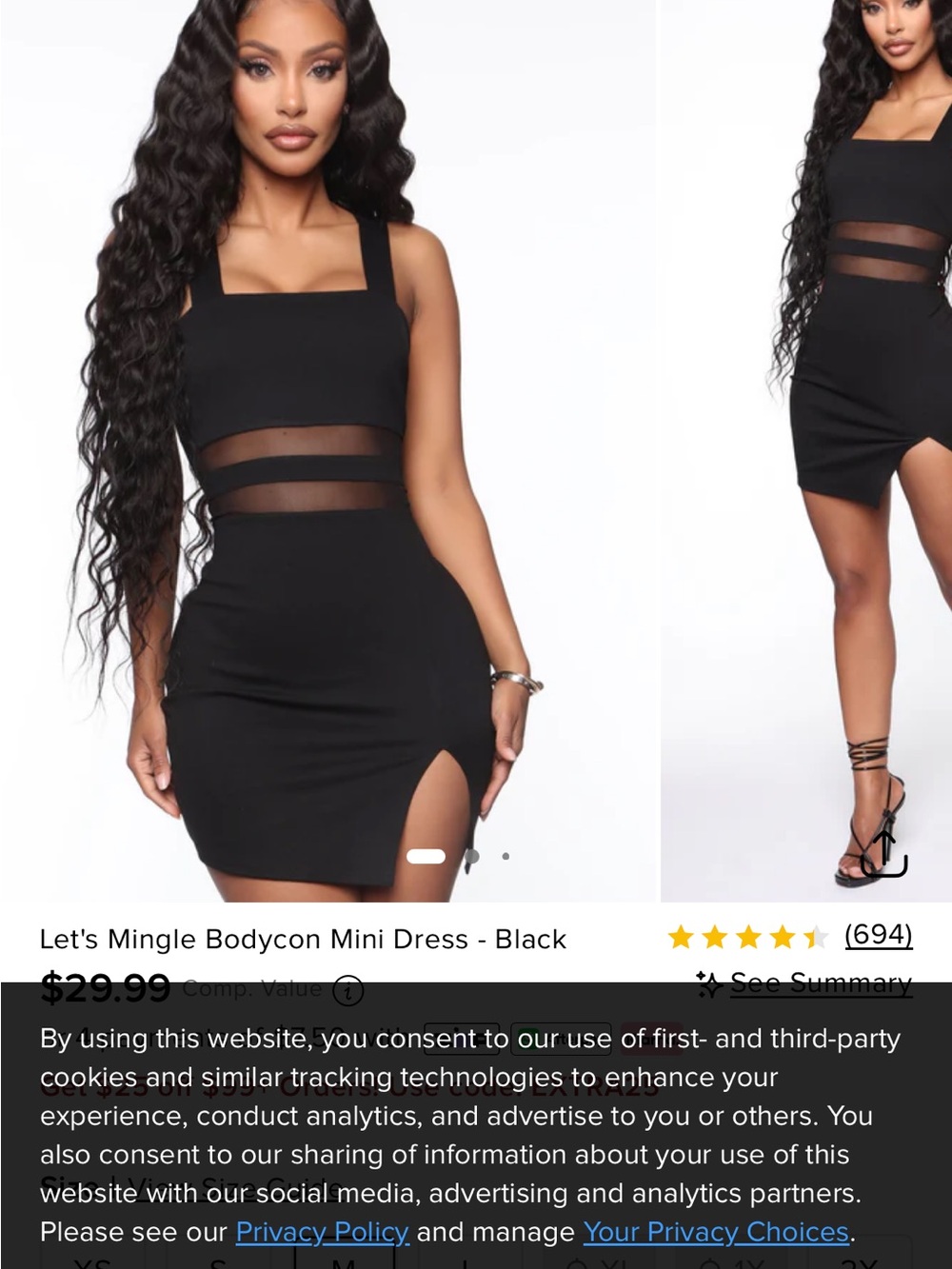 Fashion Nova Black Sheer-Waist Bodycon Mini Dress - Picture 2 of 3